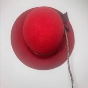 Vintage 1960’s Frank Olive Red Wool Feather Hat il_fullxfull.331919104.jpg main image 2